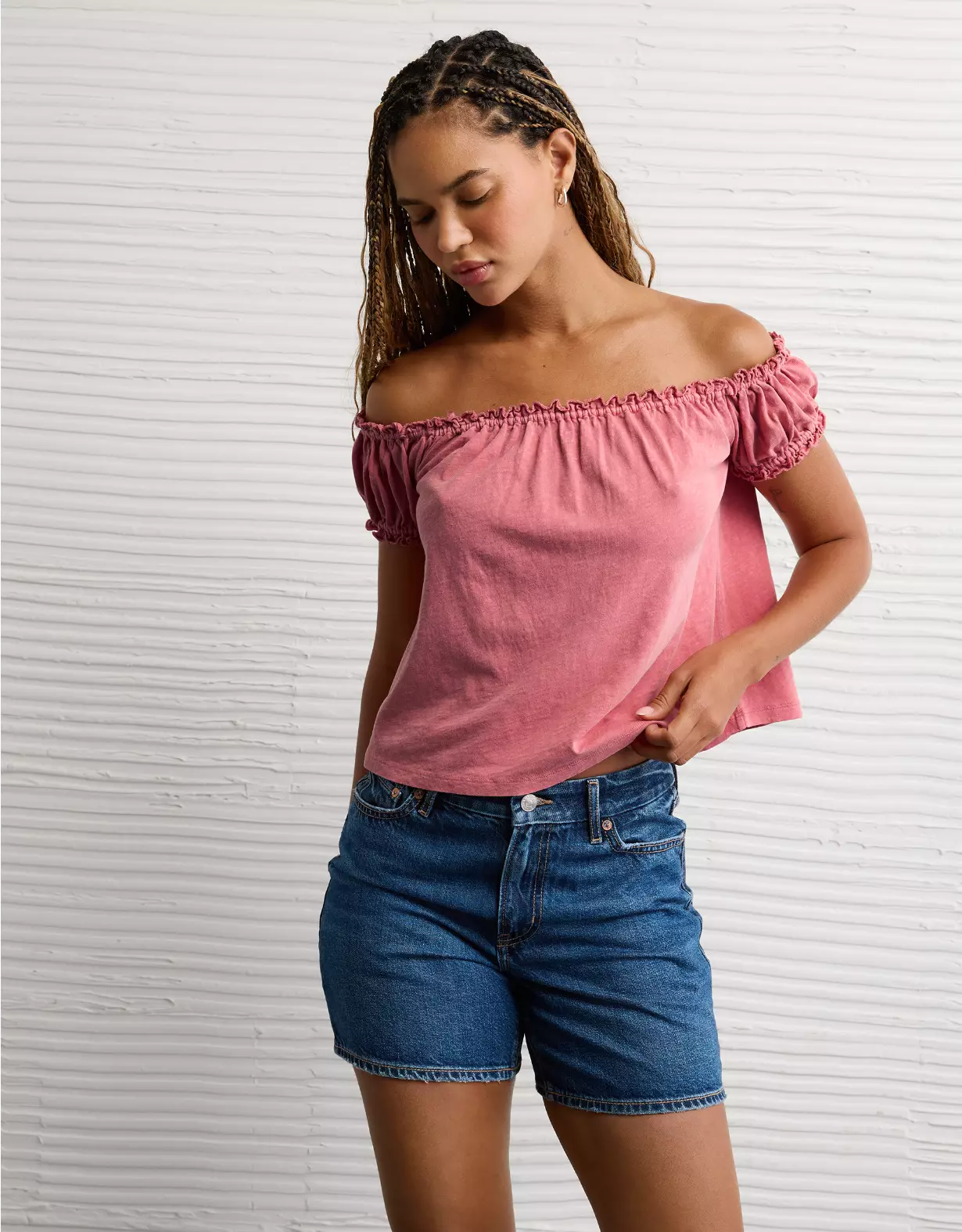 AE Sunchaser Knit Off The Shoulder Swing Top