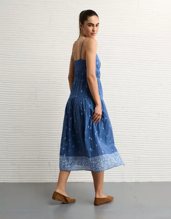 AE V-Neck Side Tie Midi Dress - Image 2