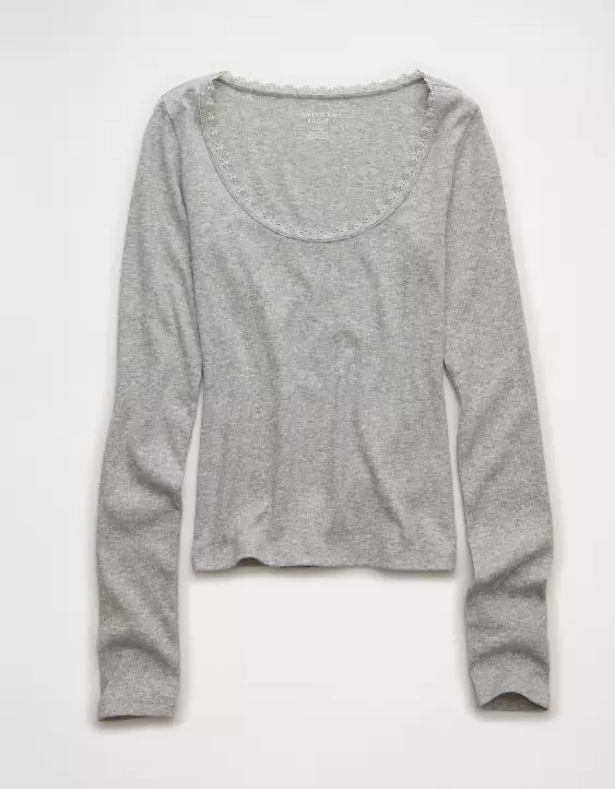 AE Lace-Trim Long Sleeve T-Shirt - Image 4
