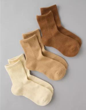 AE Solid Cropped Crew Socks 3-Pack