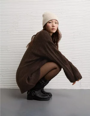 AE Oversized Cable Knit Sweater Dress