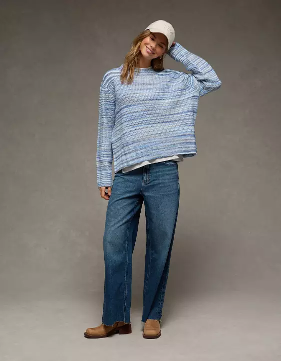 AE Oversized Faux Mohair Wide Cuff Sweater - Image 5