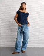 AE Sunchaser Knit Off The Shoulder Swing Top