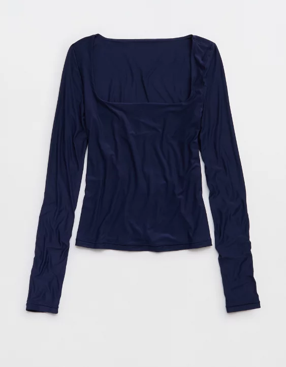 SMOOTHEZ Square Neck Long Sleeve T-Shirt - Image 3