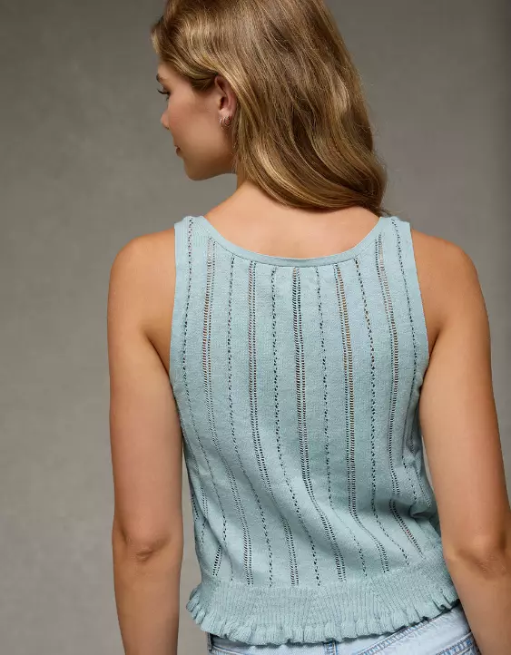 AE Pointelle Peplum Sweater Tank Top - Image 2