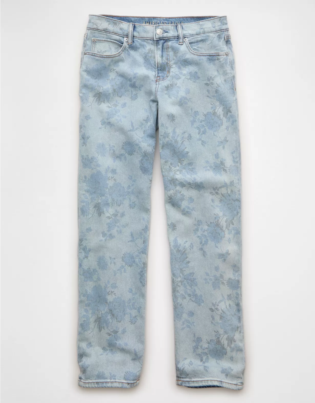 AE Floral Print Stretch Low-Rise Baggy Straight Jean