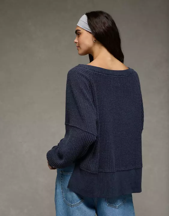 AE Big Hug Off-The-Shoulder Waffle Sweatshirt - Image 2