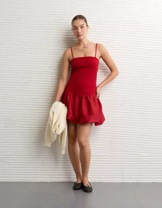 AE Strapless Drop Waist Bubble Mini Dress - Image 5