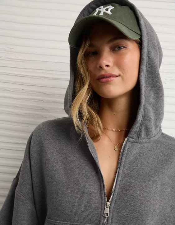 AE Everyday Luxe Barrel Sleeve Full Zip Hoodie - Image 6