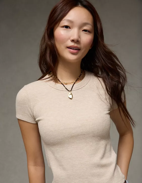 AE Waffle Hey Baby Tee - Image 7