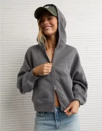 AE Everyday Luxe Barrel Sleeve Full Zip Hoodie