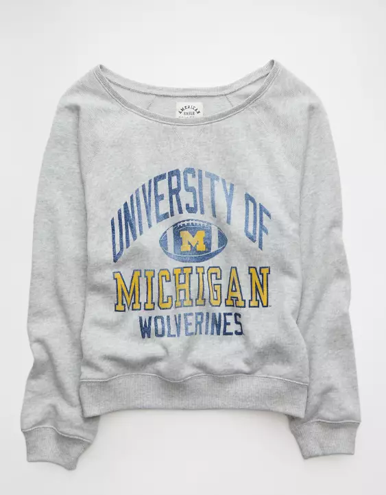 AE Michigan Wolverines Graphic Off The Shoulder Sweatshirt - Image 3