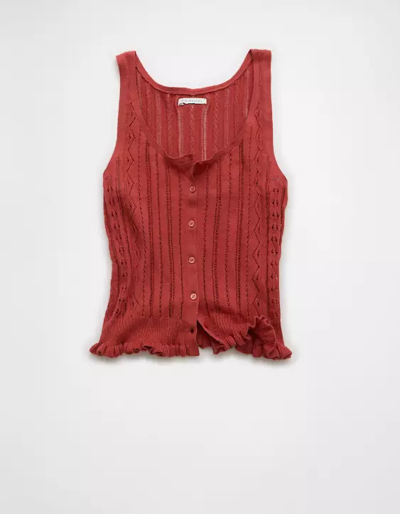 AE Pointelle Peplum Sweater Tank Top - Image 3