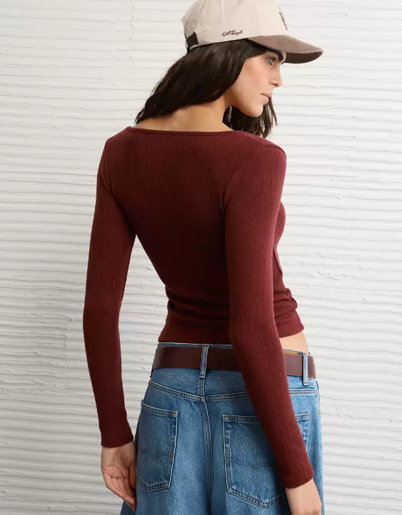 AE Long Sleeve Square Neck T-Shirt - Image 2