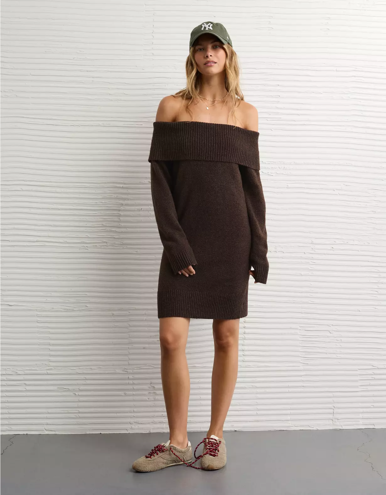 AE Off-the-Shoulder Sweater Mini Dress