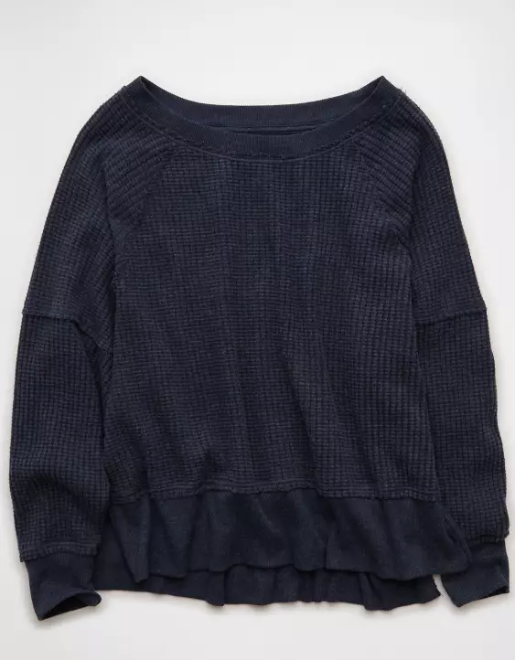 AE Big Hug Off-The-Shoulder Waffle Sweatshirt - Image 3