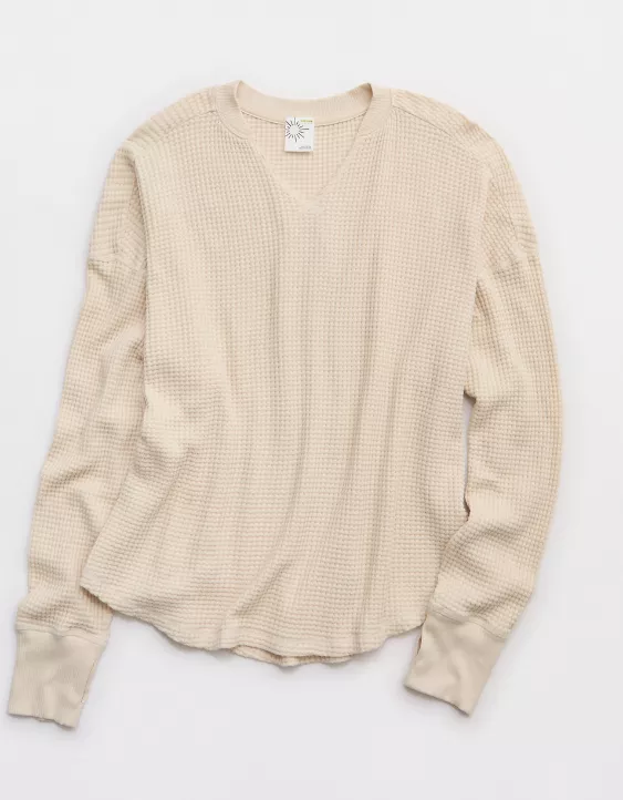 OFFLINE By Aerie Wow! Waffle Notch Neck Long Sleeve T-Shirt - Image 3