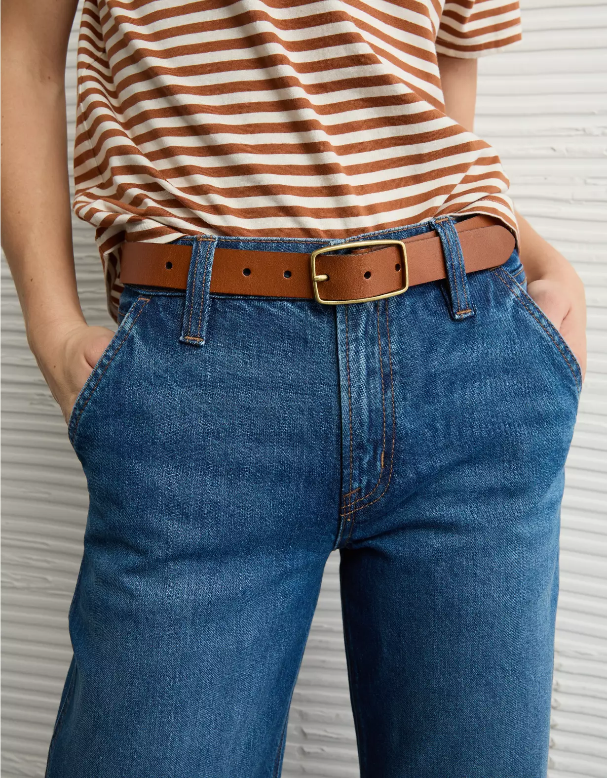 AE Rectangle Buckle Leather Belt