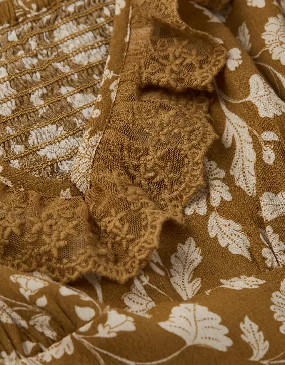 AE Printed Lace Tie Front Mini Dress - Image 7