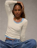 AE Lace-Trim Long Sleeve T-Shirt