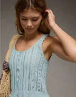 AE Pointelle Peplum Sweater Tank Top