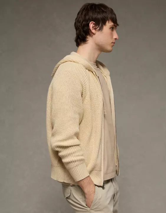 AE Zip-Up Shaker Stitch Sweater Hoodie - Image 5