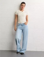 AE Henley Pointelle Sweater T-Shirt