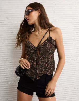 AE Ruffle Tie-Front Cami Top