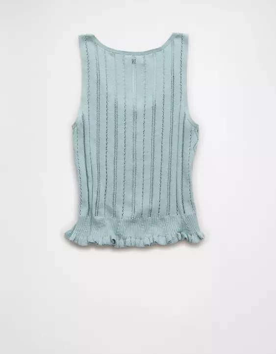AE Pointelle Peplum Sweater Tank Top - Image 4