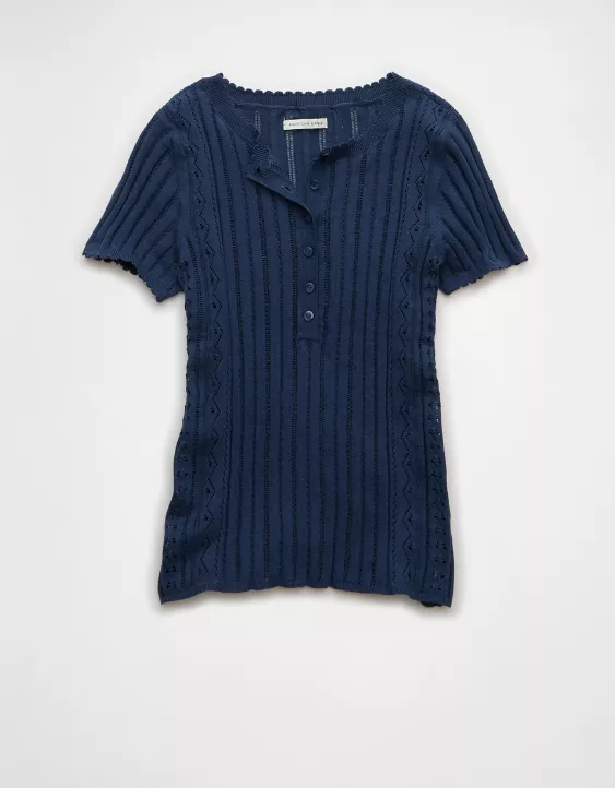 AE Henley Pointelle Sweater T-Shirt - Image 3