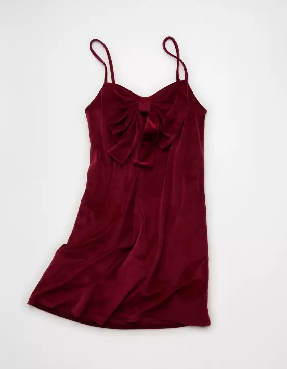 AE Strapless Velvet Knit Bow-Front Mini Dress - Image 3