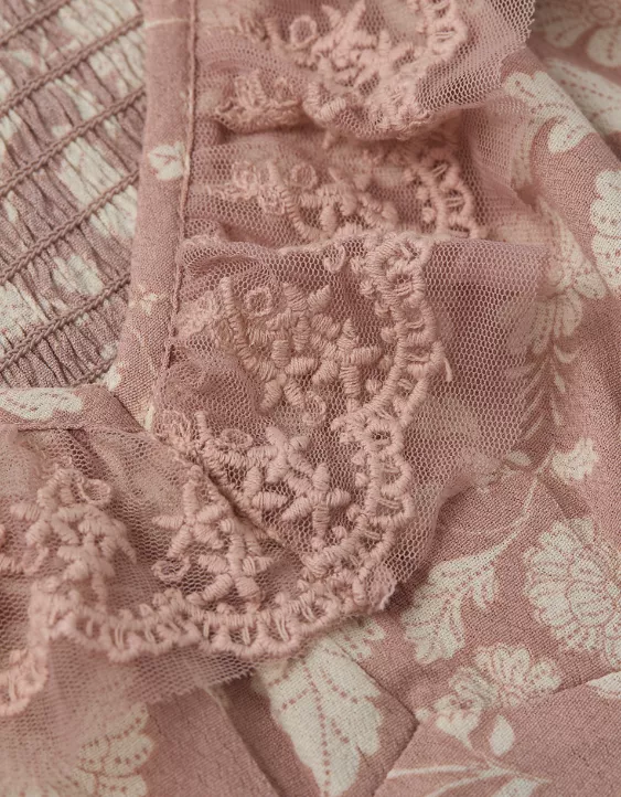 AE Printed Lace Tie Front Mini Dress - Image 7