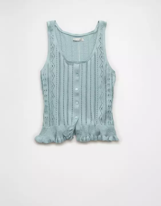 AE Pointelle Peplum Sweater Tank Top - Image 3