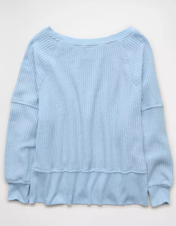 AE Big Hug Off-The-Shoulder Waffle Sweatshirt - Image 4