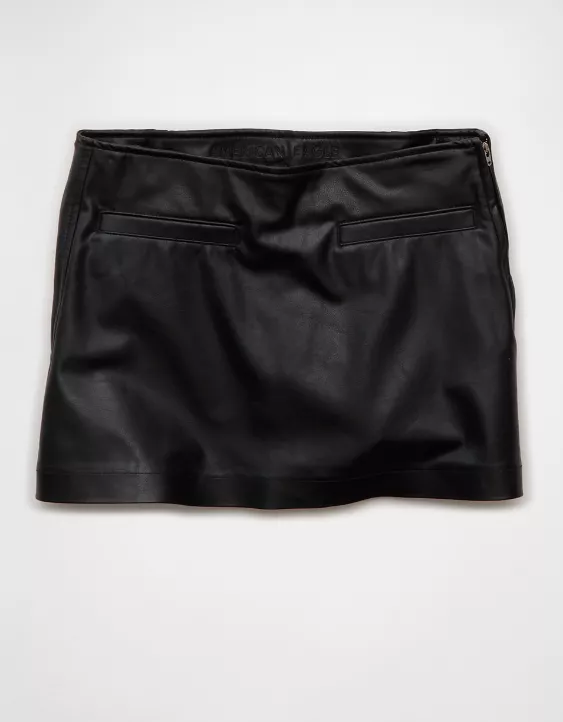 AE Mid-Rise Vegan Leather Skort - Image 3