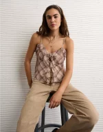 AE Ruffle Tie-Front Cami Top