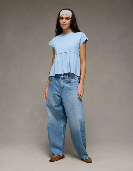 AE Sunchaser Knit Tie Back Babydoll T-Shirt - Image 5