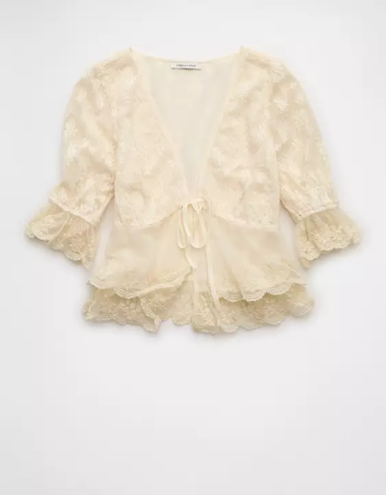 AE Ruffled Tie-Front Blouse - Image 3