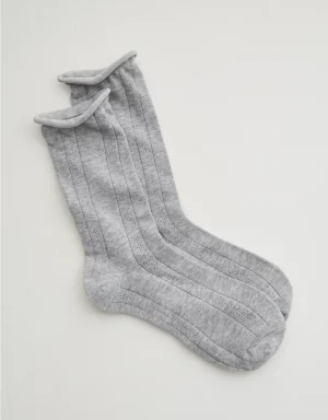 Aerie Knit Pointelle Crew Socks