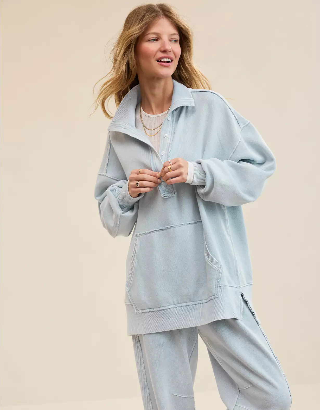 Aerie Vintage Popover Polo Sweatshirt