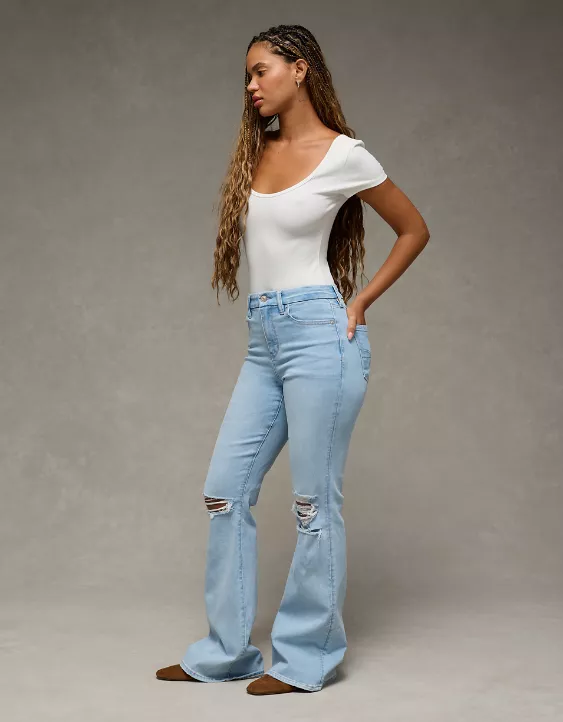 AE Next Level Curvy Ripped Super High-Waisted Flare Jean - Image 5