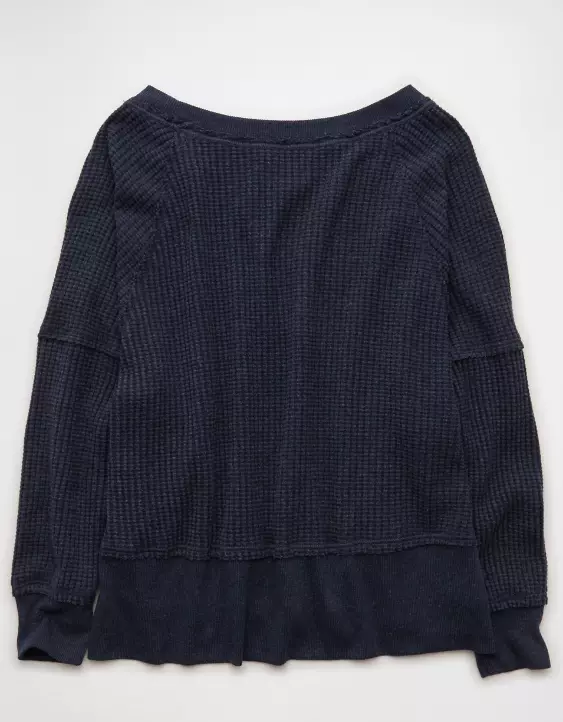 AE Big Hug Off-The-Shoulder Waffle Sweatshirt - Image 4