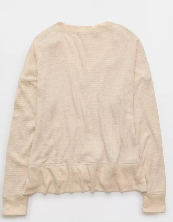 AE Long Sleeve Plush V-Neck Top - Image 4