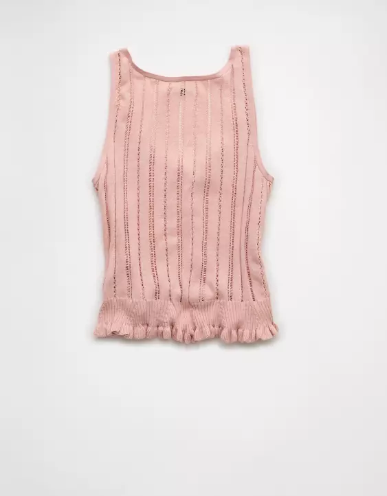 AE Pointelle Peplum Sweater Tank Top - Image 5