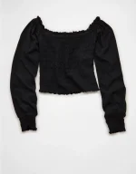 AE Sunchaser Off-the-Shoulder Smocked Tee