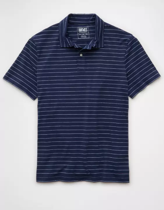 AE 24/7 Club Logo Striped Polo Shirt - Image 3