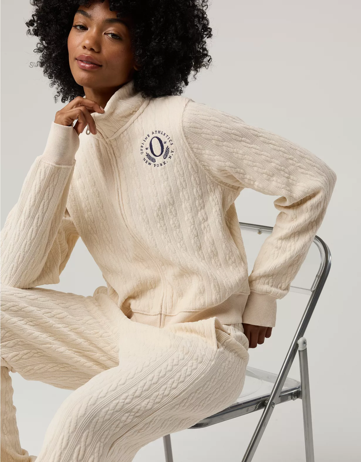 OFFLINE By Aerie Cable Lounge Full Zip