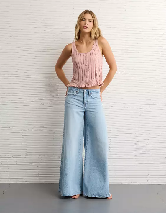 AE Pointelle Peplum Sweater Tank Top - Image 3